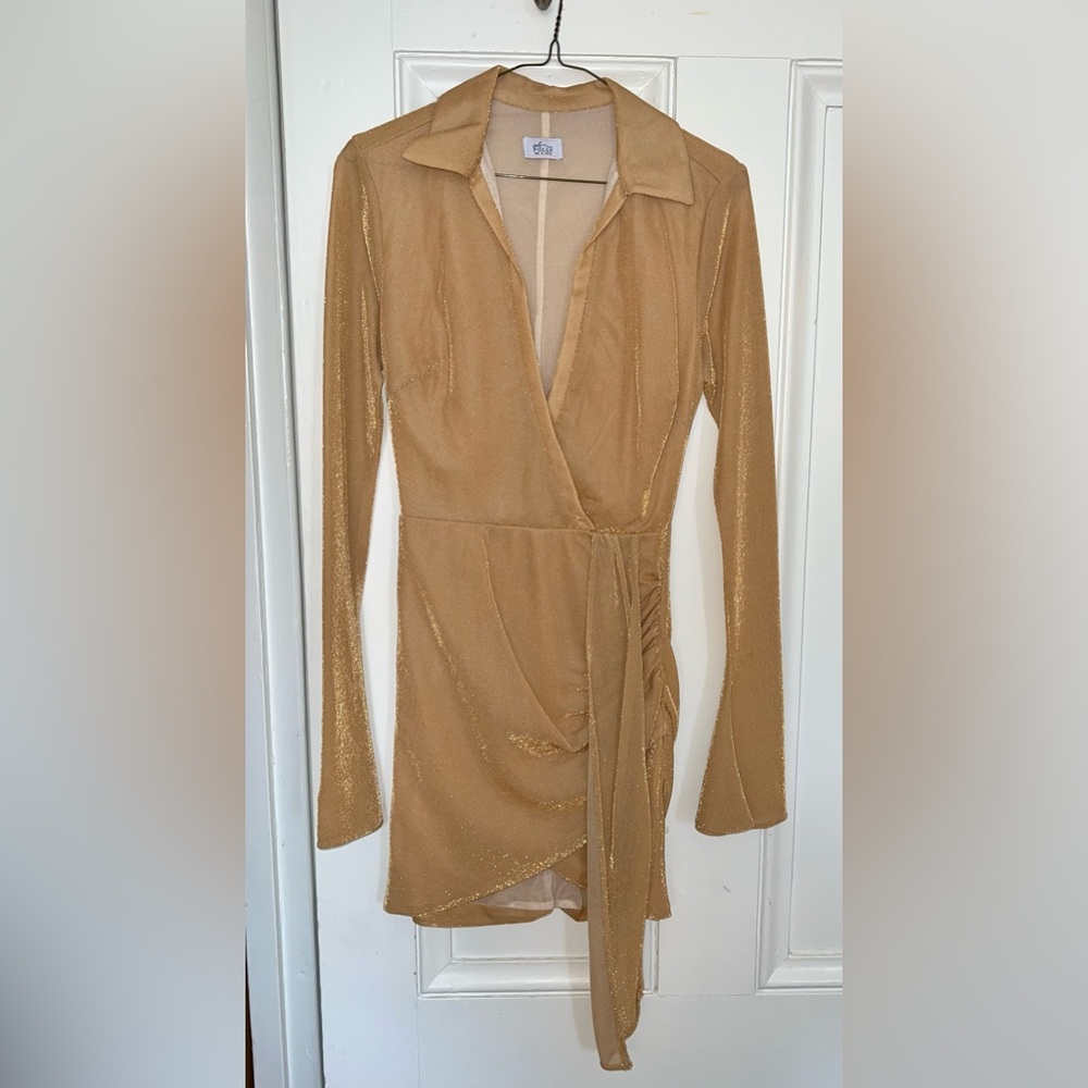 Sparkly Gold Oh Polly Mini Dress